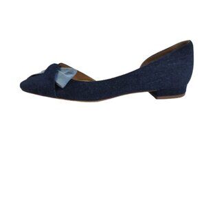 Talbots Edison D'Orsay Flats Women's 9.5 Denim Two Tone Bow Ballet Shoes